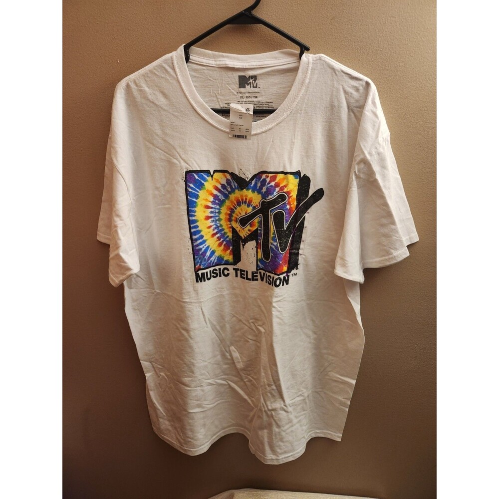 MTV Music Television Officially Licensed Tie Dye Logo Tee T-Shirt Size XL Men's